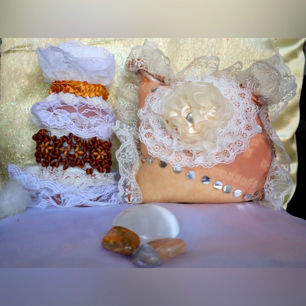 Hand Crafted AngelicTouchPillow&Jar Set VanillaBean&CoconutAroma - Picture 7 of 9